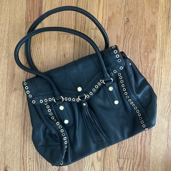 Emma Fox bag Black leather Gold accents Biker Core Shoulder bag - Picture 1 of 9